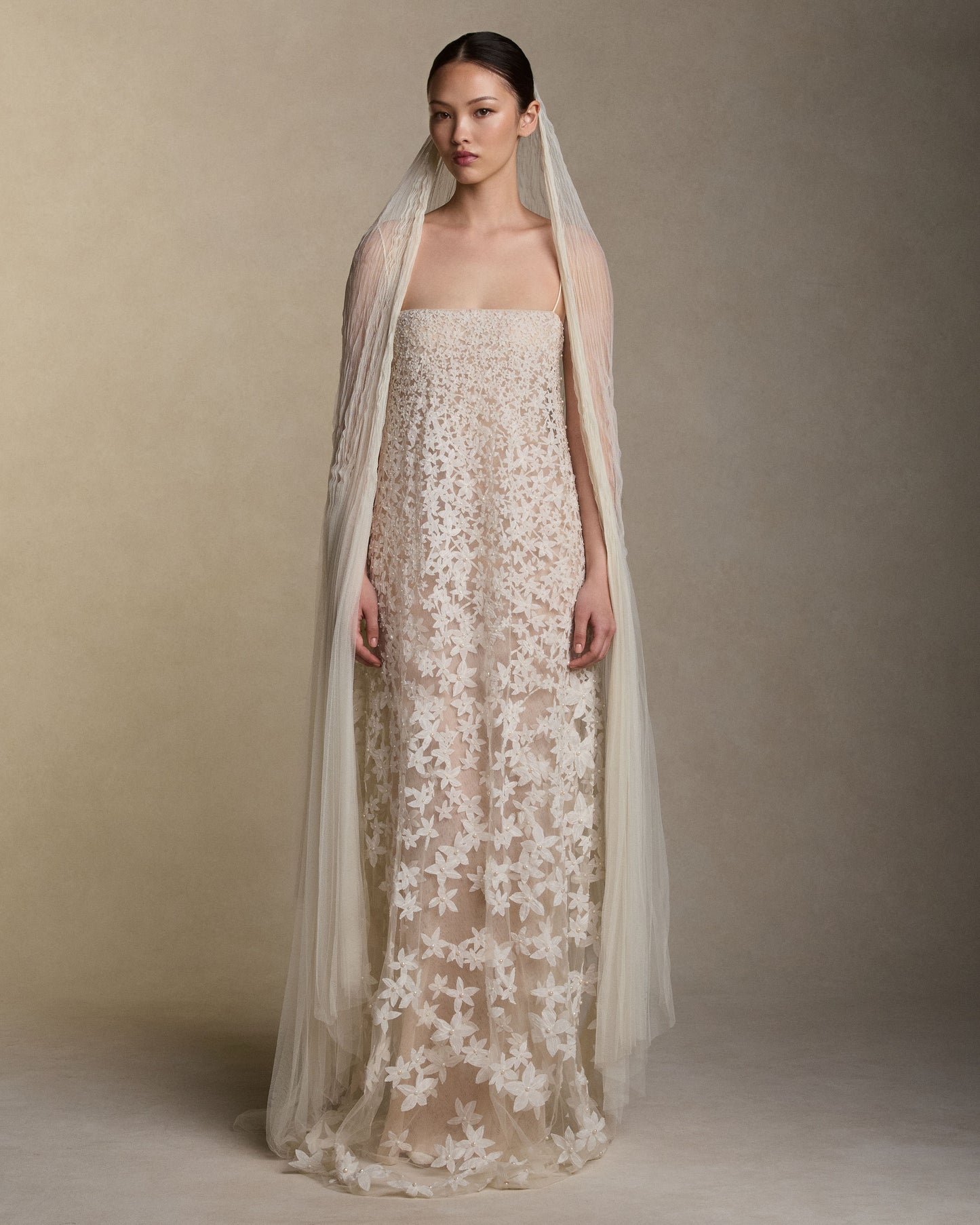 Pleated Handkerchief Veil - Floor