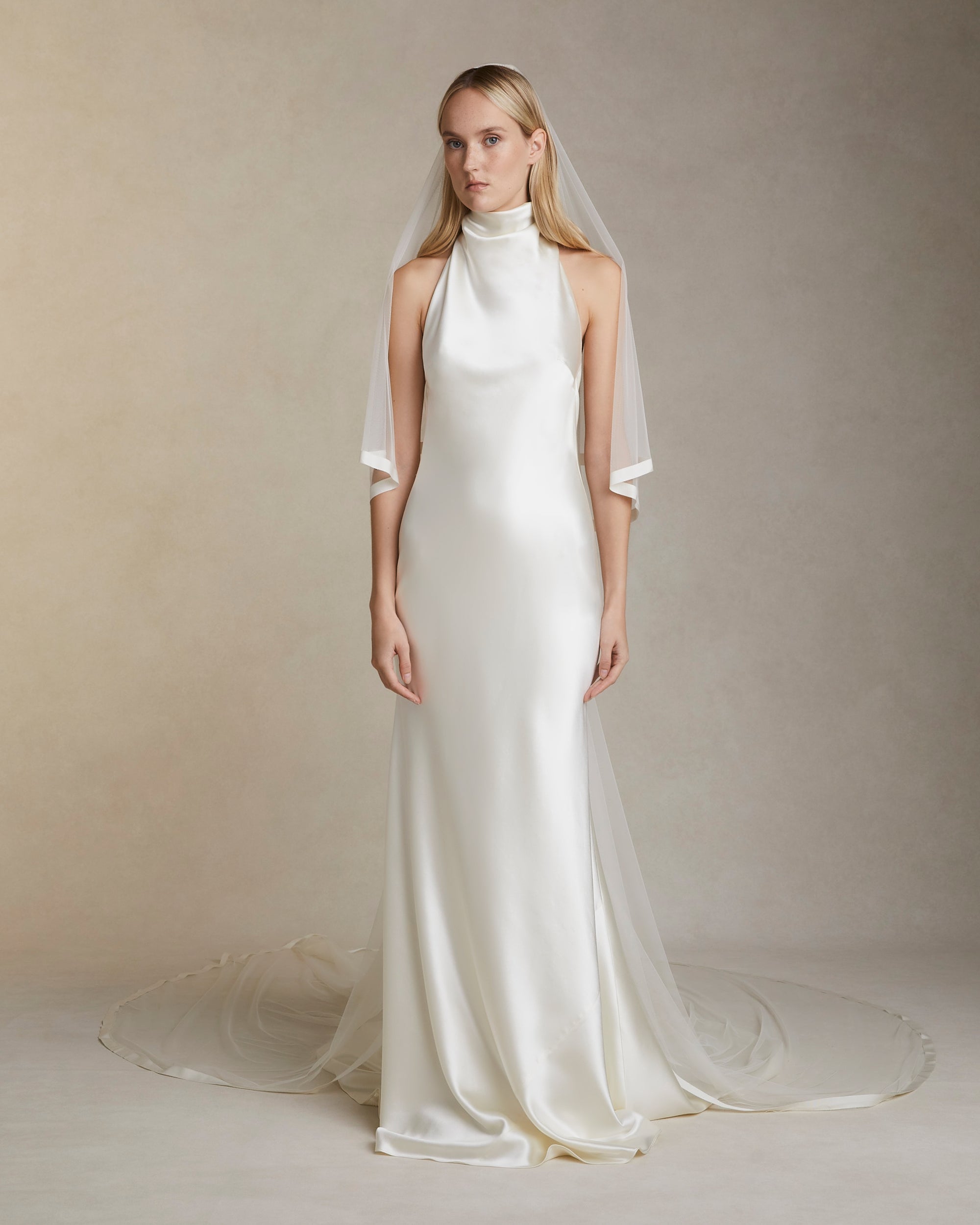 Grosgrain Border Drop Veil - Chapel