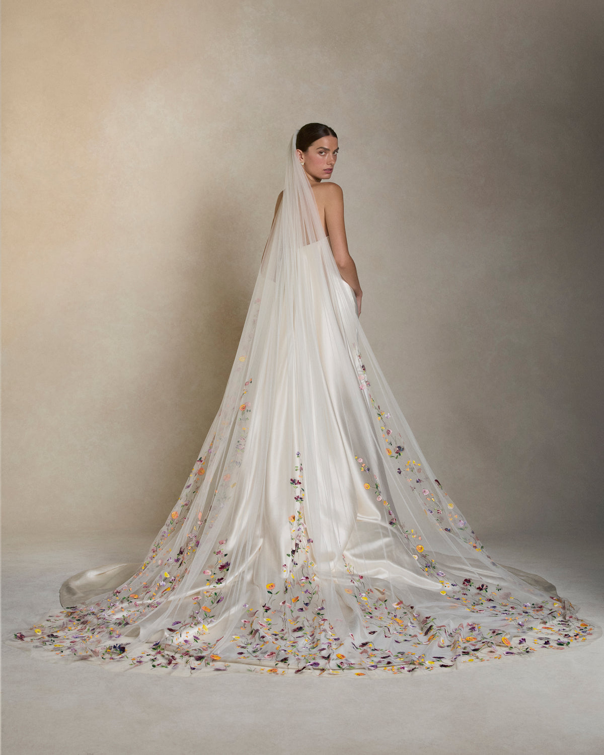 Hand Painted Mariela Veil - Cathedral