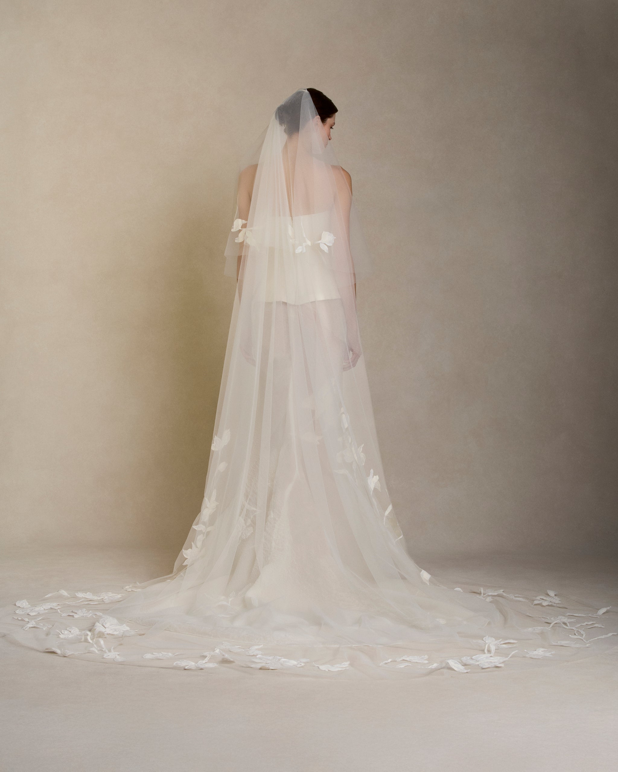 Hand Painted Iris Drop Veil - Chapel
