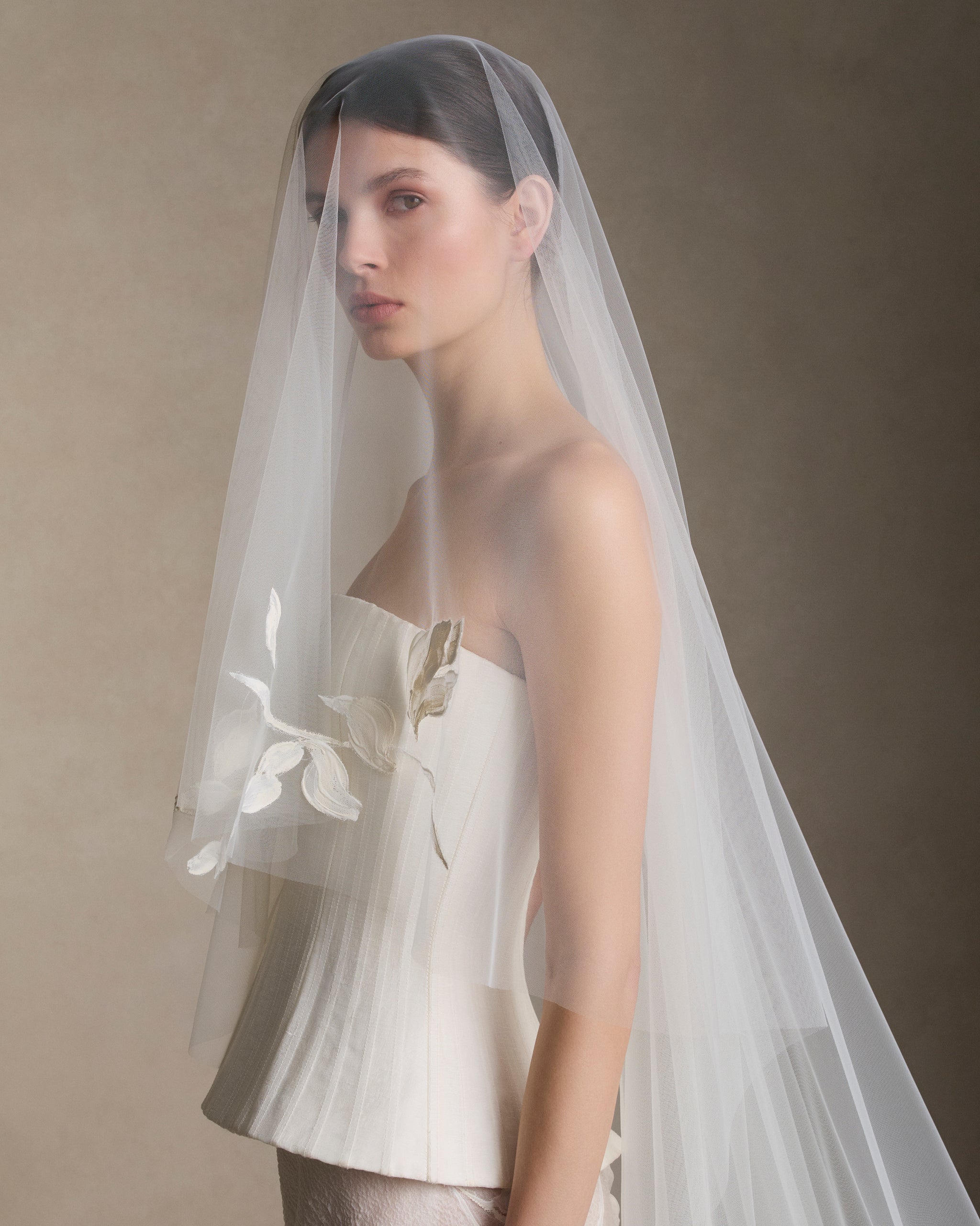 Hand Painted Iris Drop Veil - Chapel