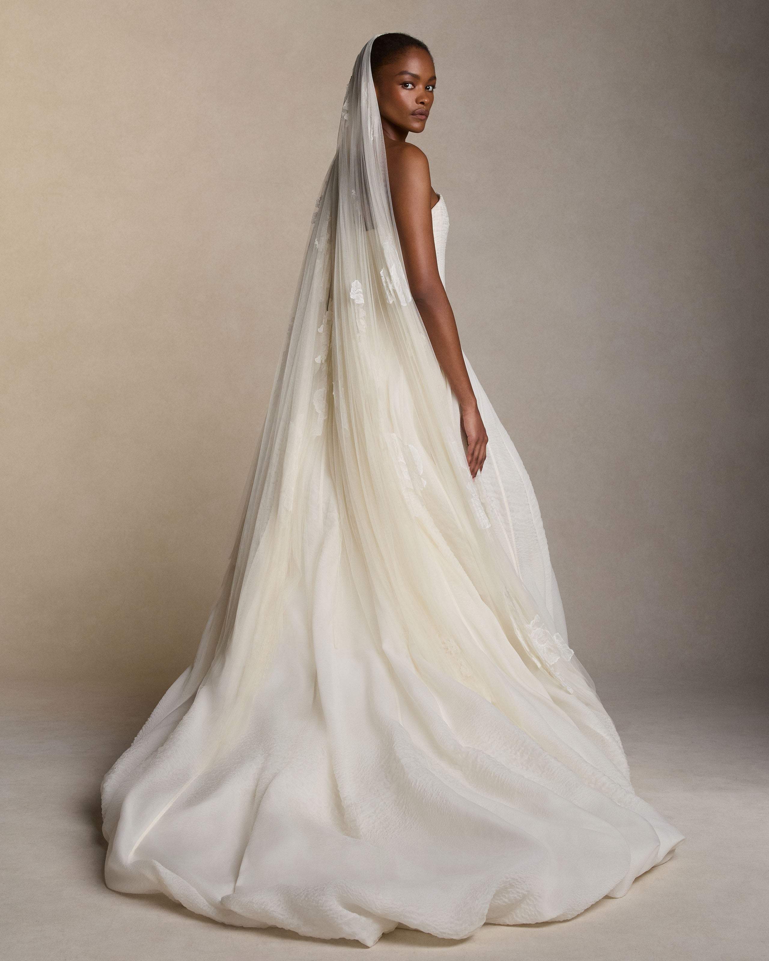 Pleated Lace Appliqué Veil - Floor – Danielle Frankel