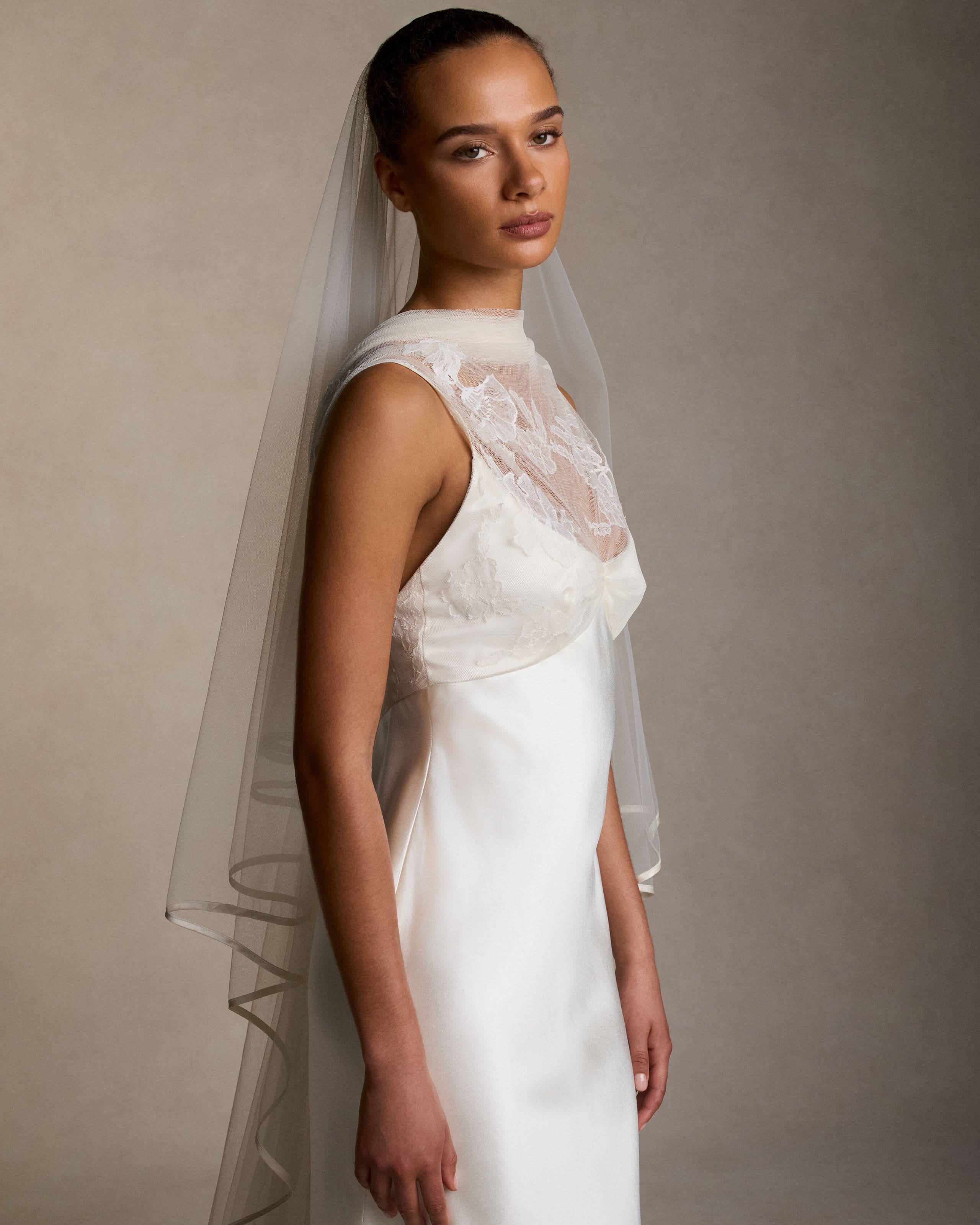 Satin Edge Drop Veil - Chapel – Danielle Frankel