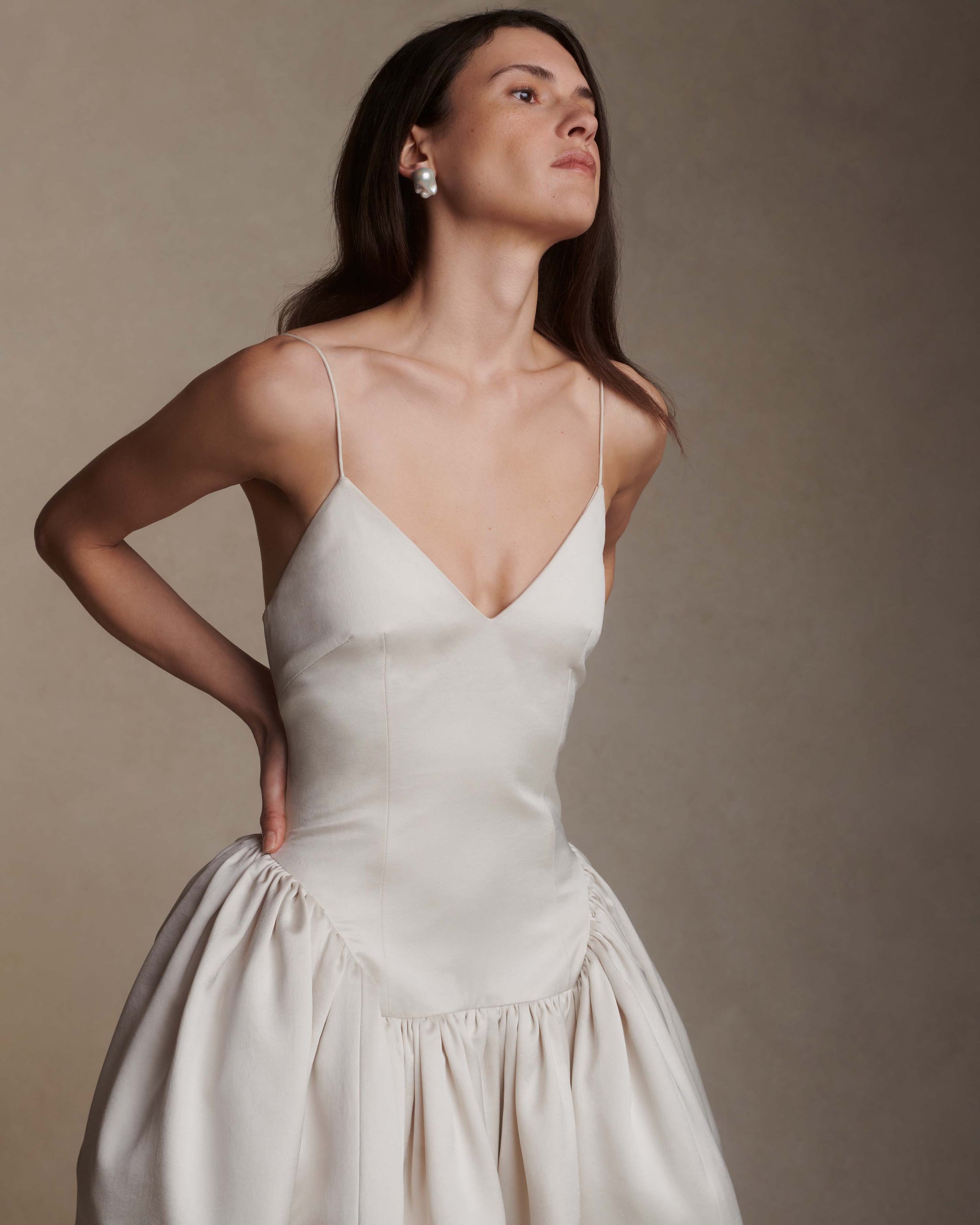 lace slip dress white Buy Lolita Lace Silk Gown in Warm White Online main image 1