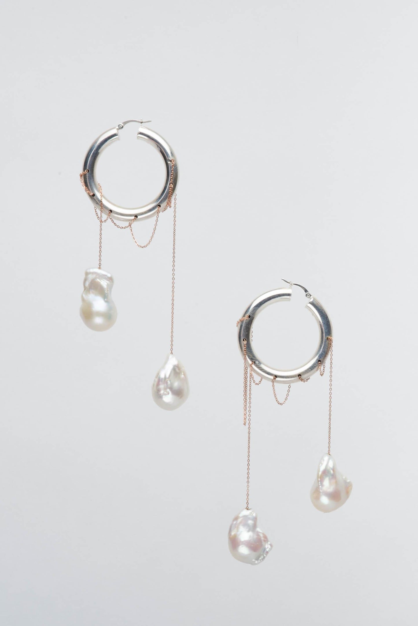 Double Drop Hoop and Chain Earring