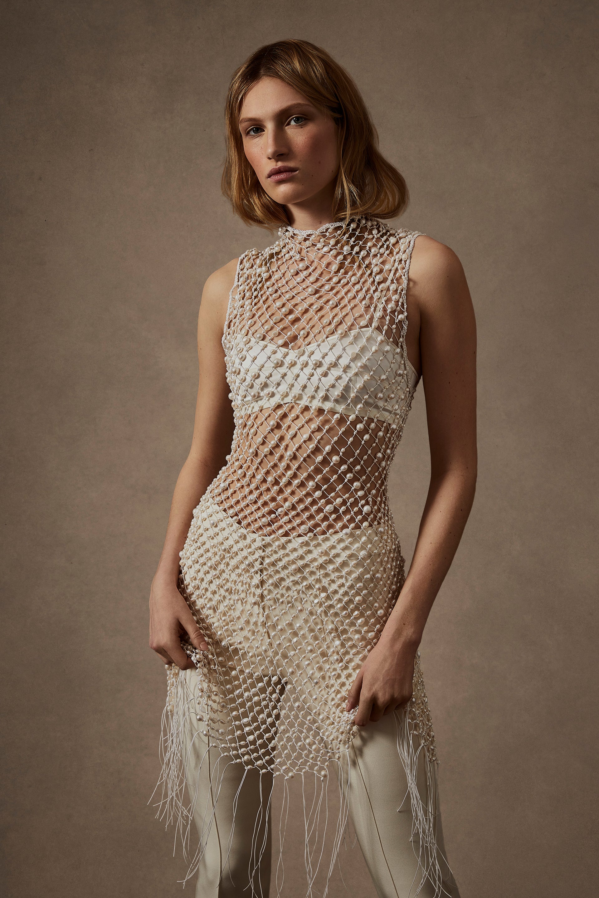 Baroque Pearl Crochet Mini Dress Danielle Frankel Baroque Pearl Crochet Mini Dress Danielle Frankel